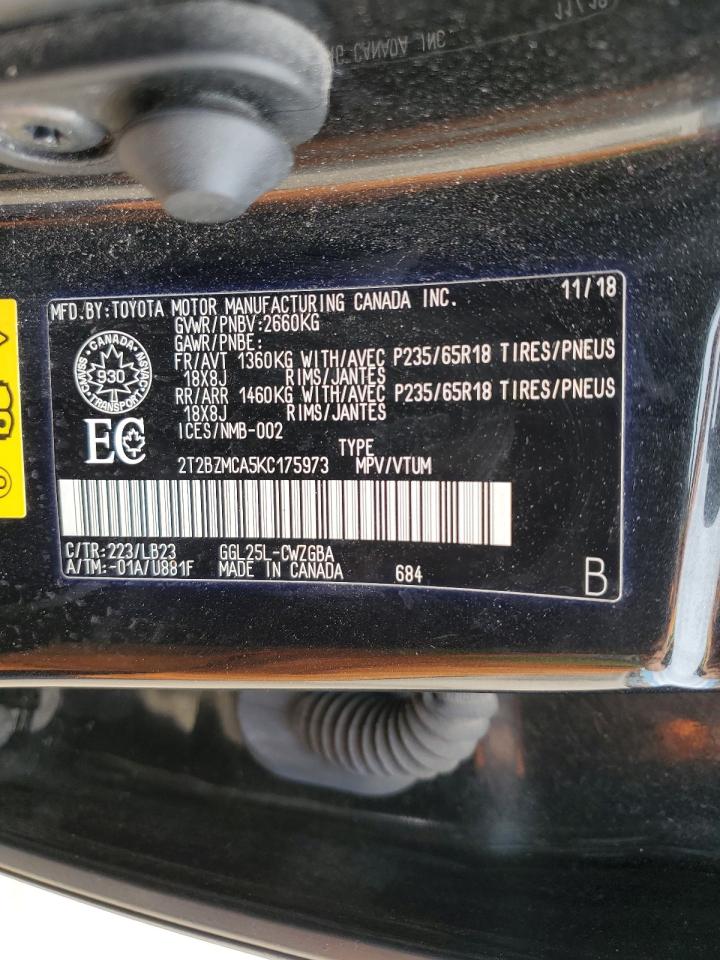 2019 Lexus Rx 350 Base VIN: 2T2BZMCA5KC175973 Lot: 53895264