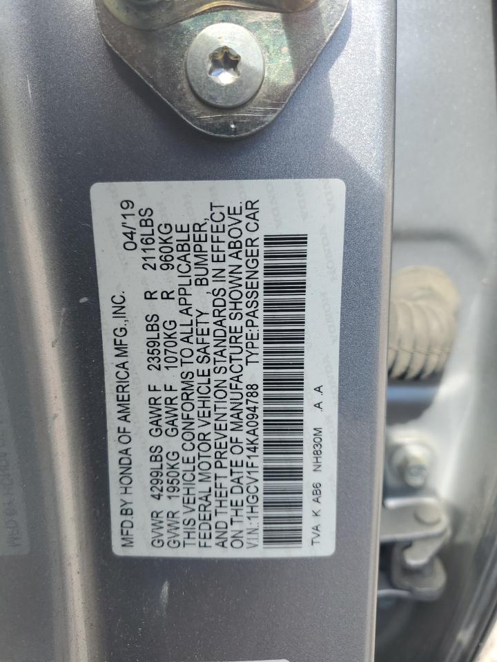 1HGCV1F14KA094788 2019 Honda Accord Lx