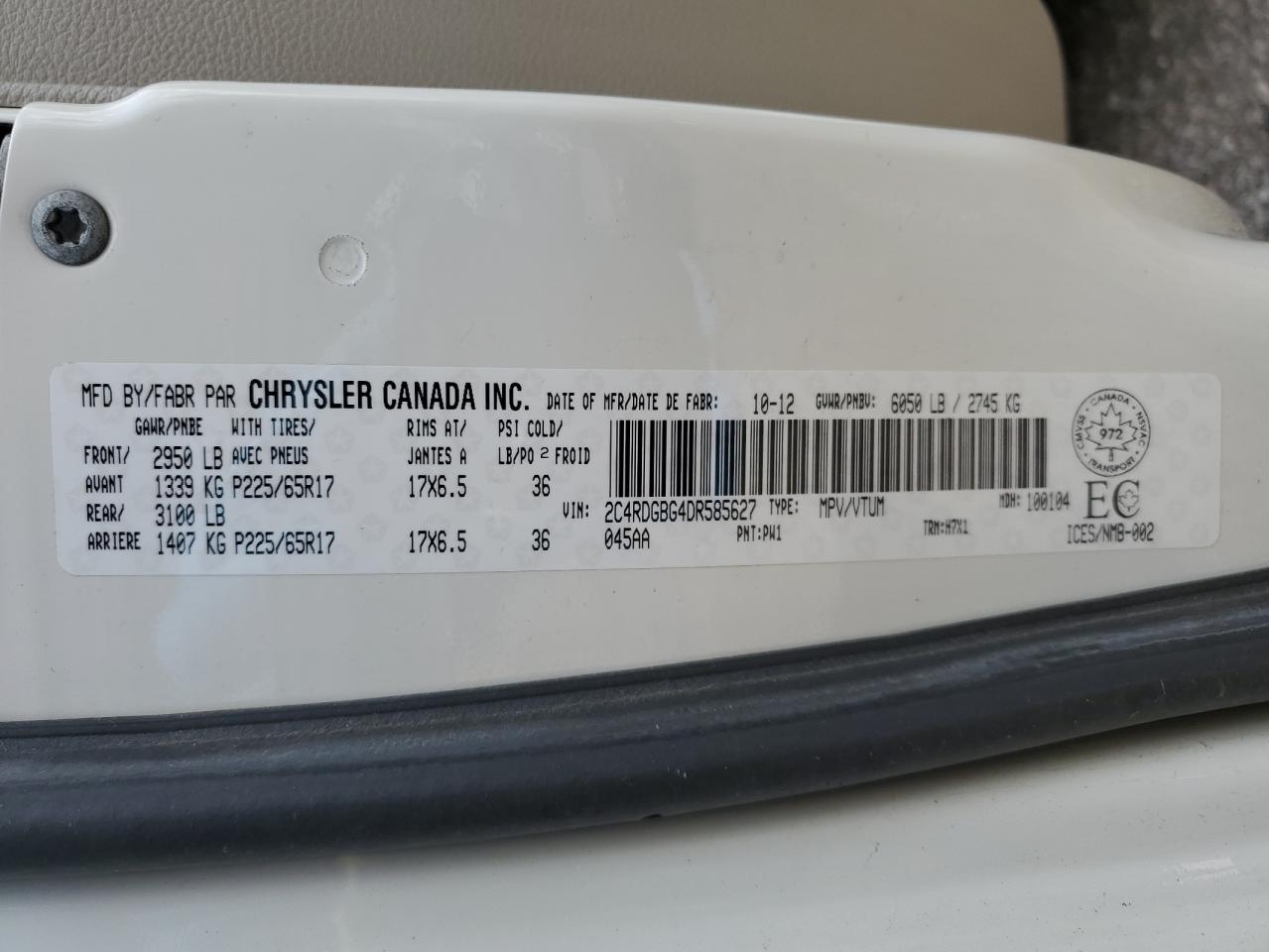 2C4RDGBG4DR585627 2013 Dodge Grand Caravan Se