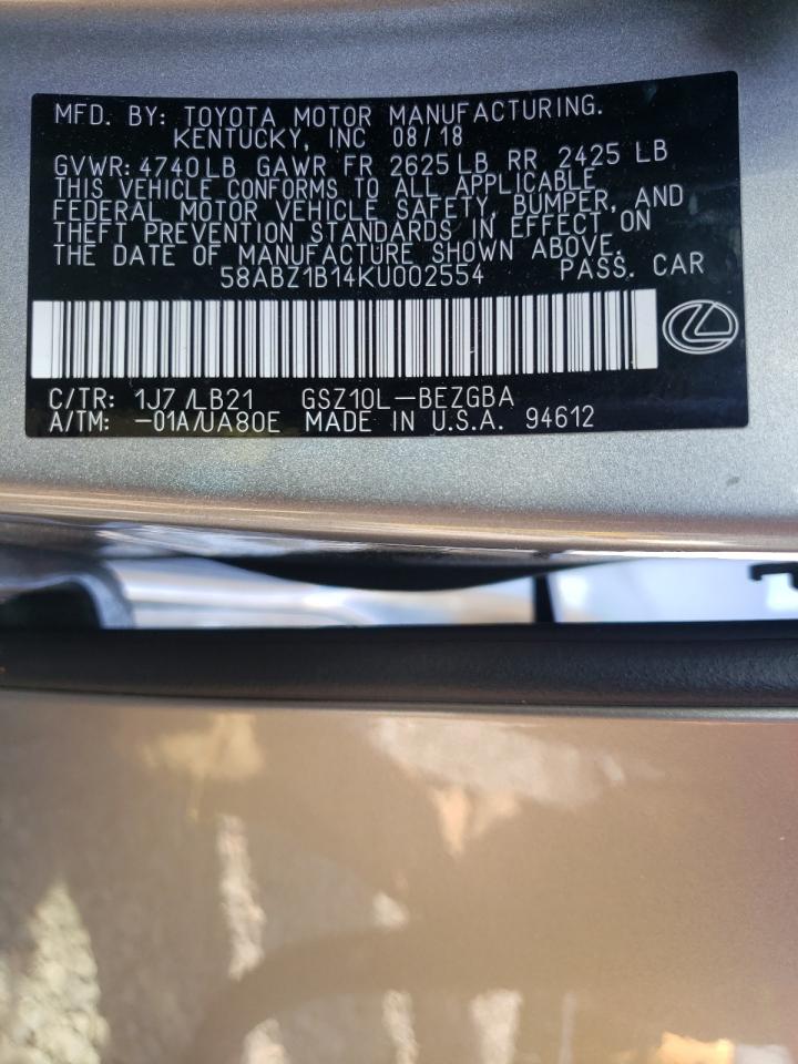 58ABZ1B14KU002554 2019 Lexus Es 350