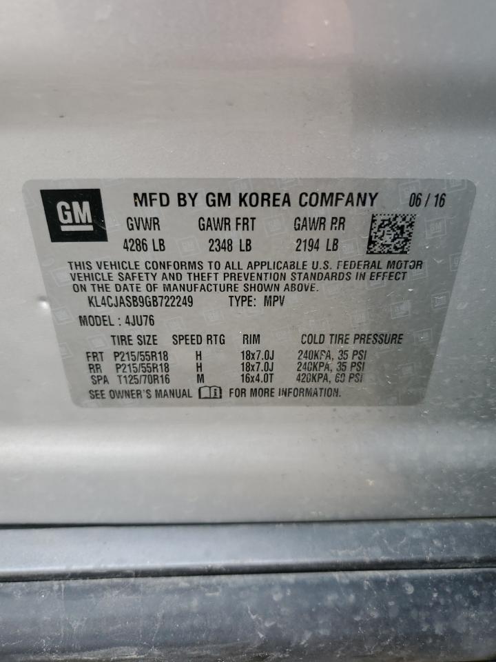 KL4CJASB9GB722249 2016 Buick Encore