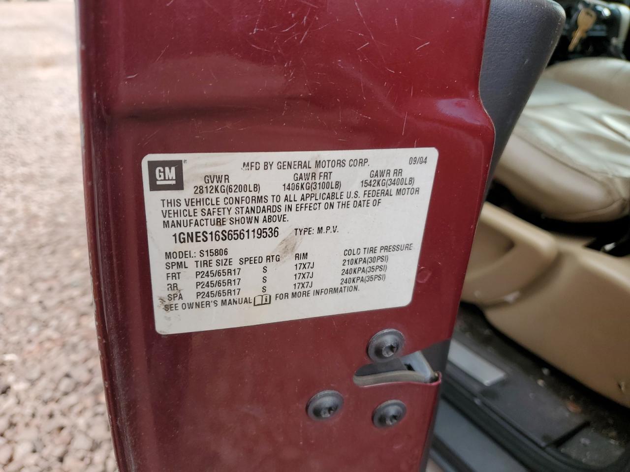 2005 Chevrolet Trailblazer Ext Ls VIN: 1GNES16S656119536 Lot: 54971314