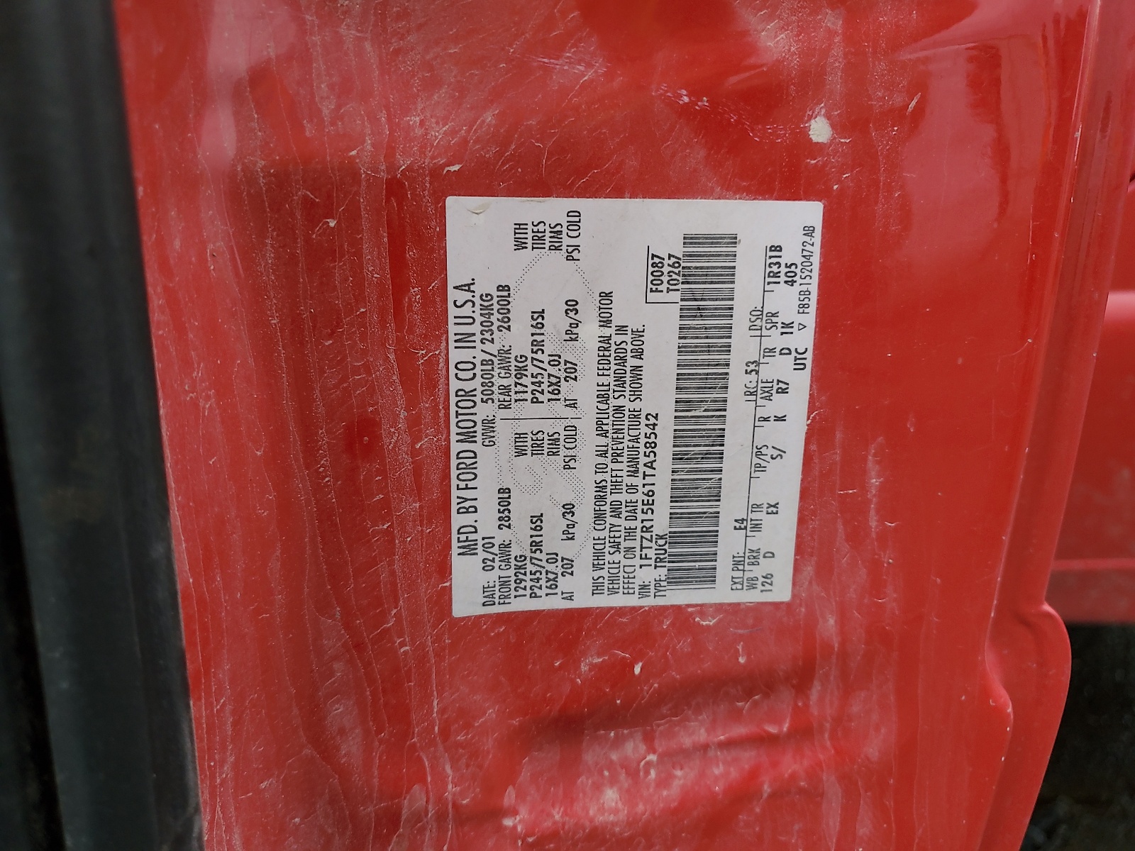 1FTZR15E61TA58542 2001 Ford Ranger Super Cab