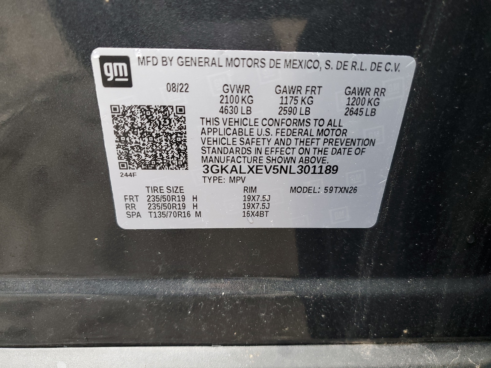 3GKALXEV5NL301189 2022 GMC Terrain Denali