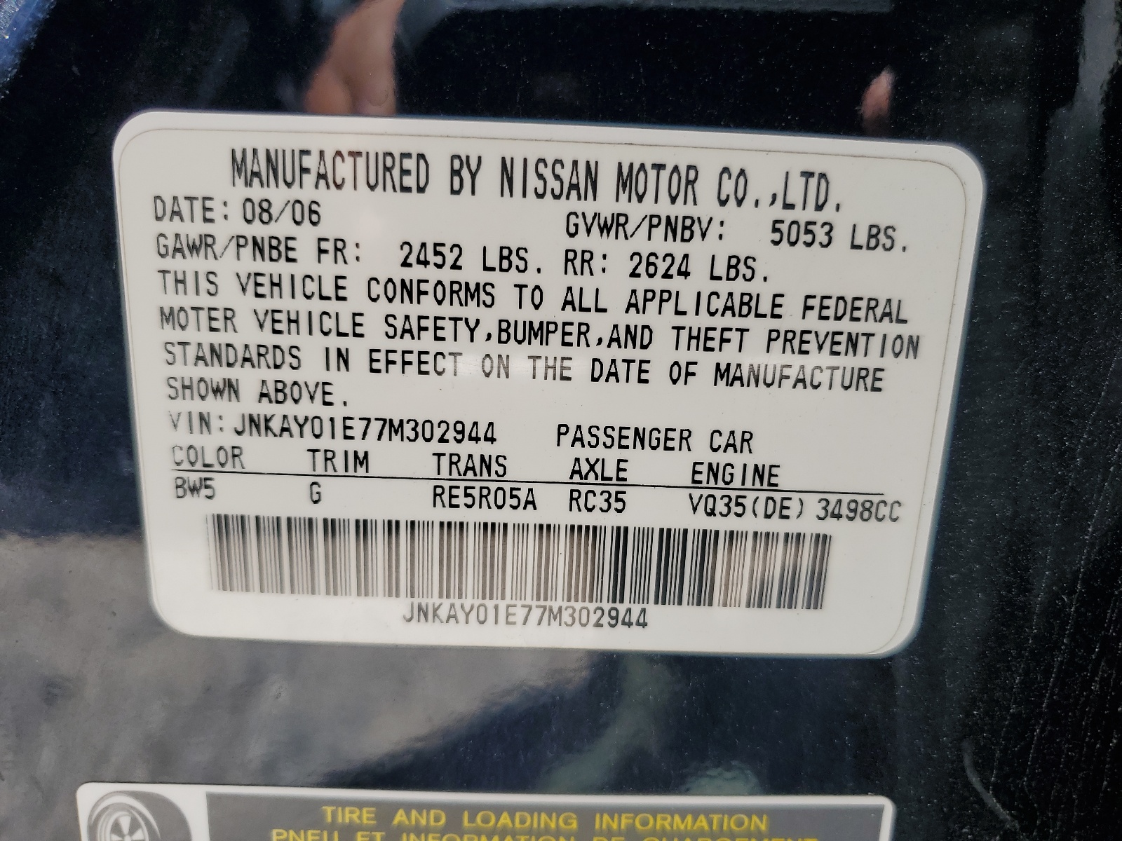 JNKAY01E77M302944 2007 Infiniti M35 Base