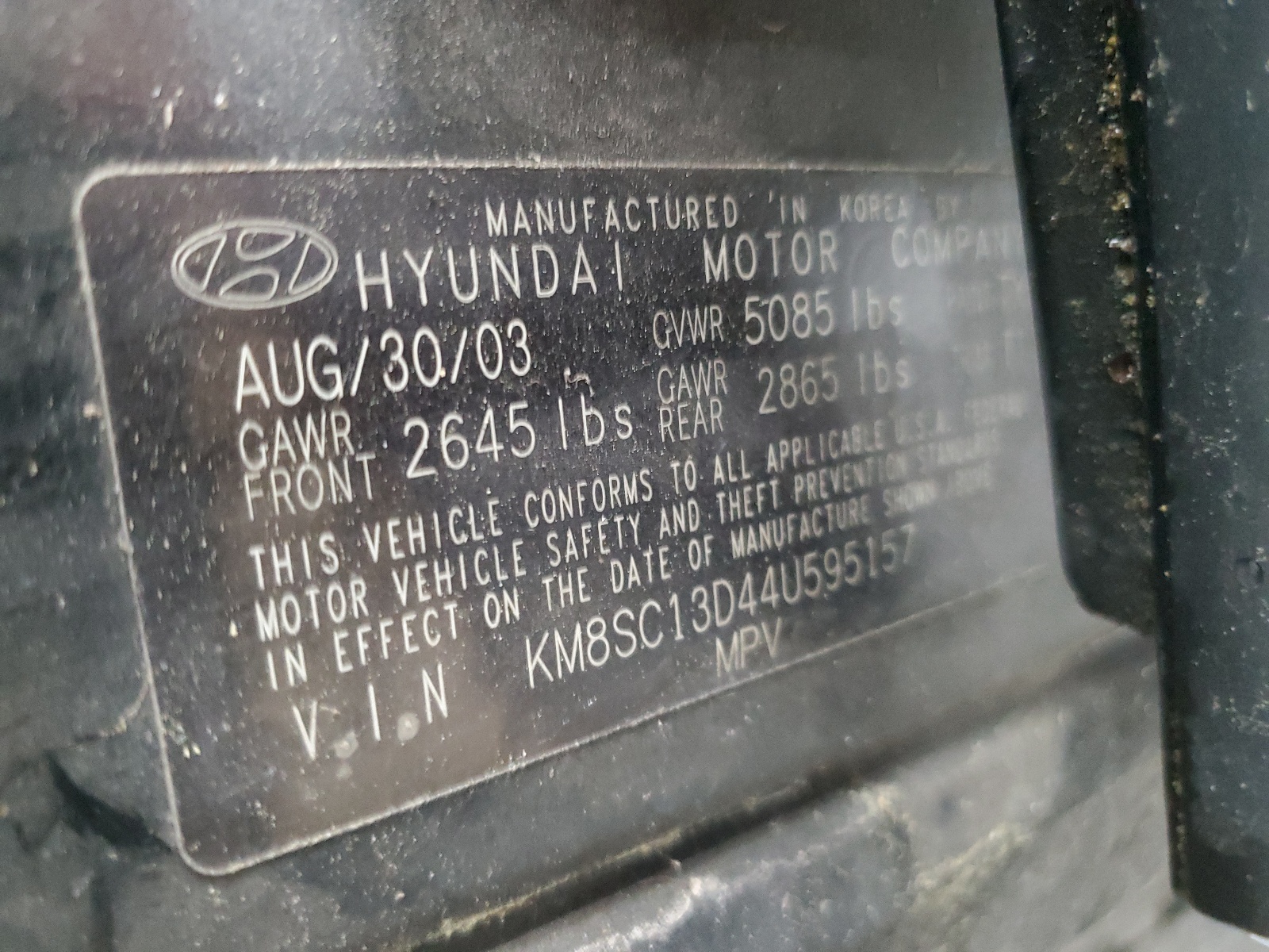 KM8SC13D44U595157 2004 Hyundai Santa Fe Gls