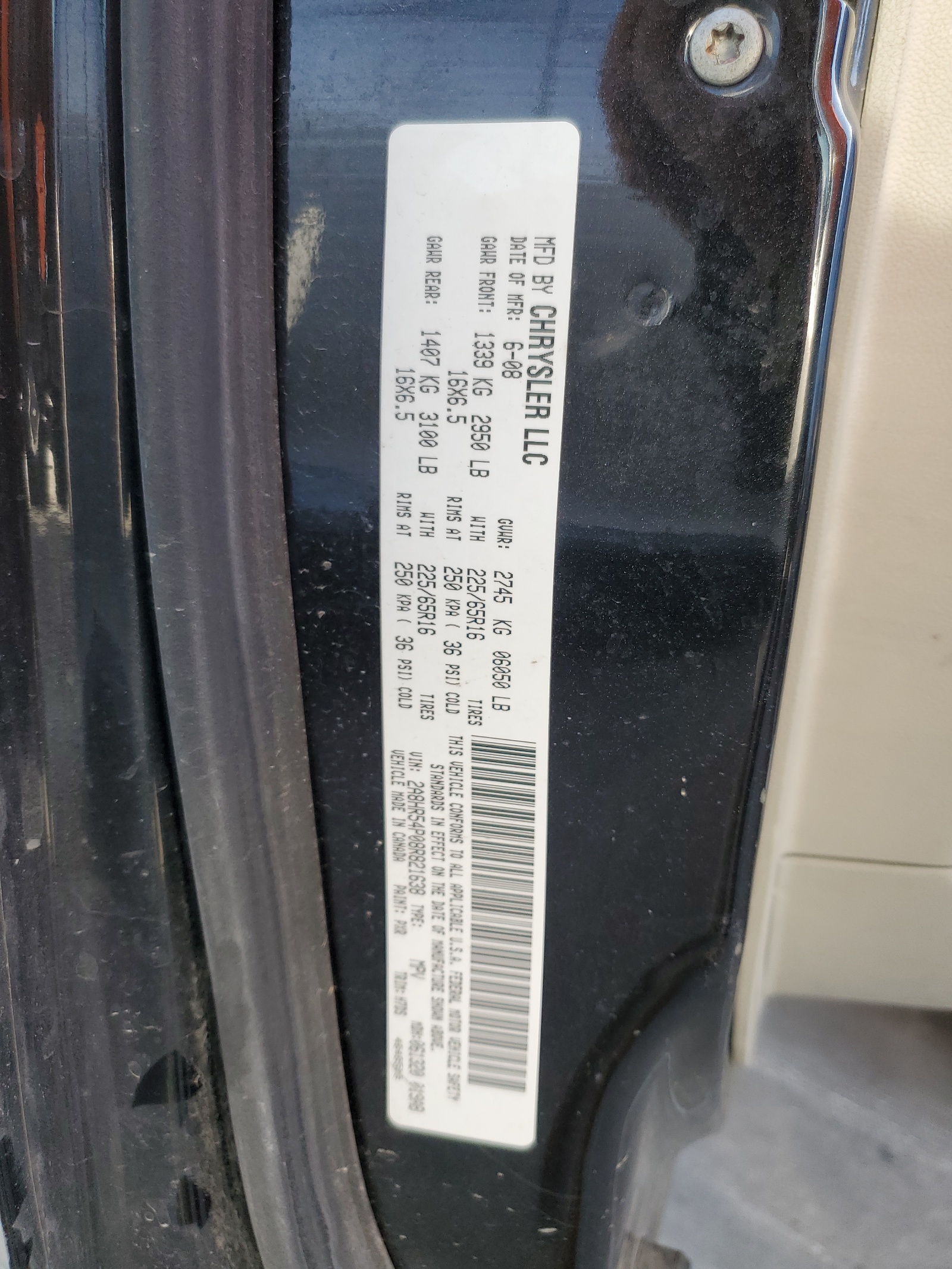 2A8HR54P08R821638 2008 Chrysler Town & Country Touring