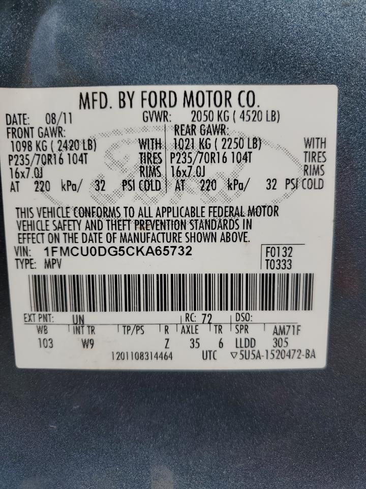 1FMCU0DG5CKA65732 2012 Ford Escape Xlt