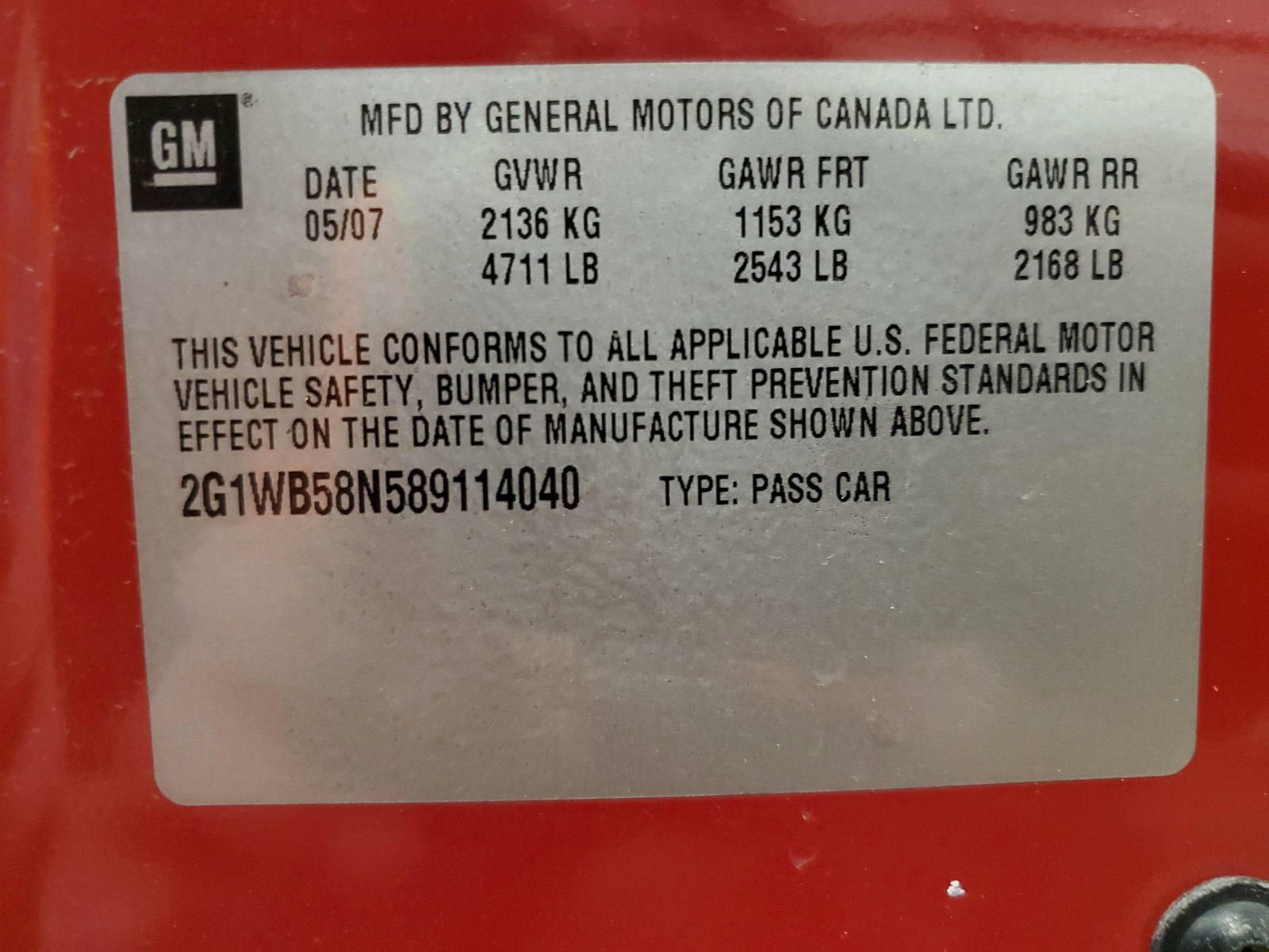 2G1WB58N589114040 2008 Chevrolet Impala Ls