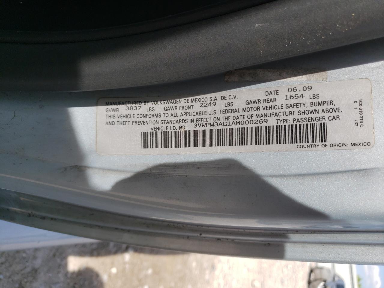 2010 Volkswagen New Beetle VIN: 3VWPW3AG1AM000269 Lot: 55490074