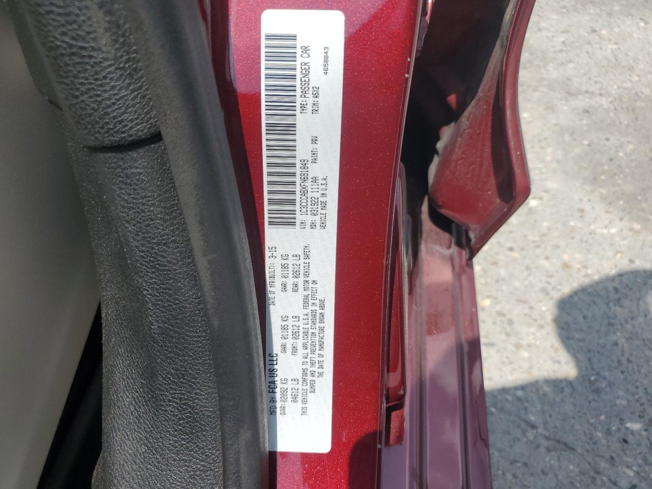 2015 Chrysler 200 Limited VIN: 1C3CCCABXFN691849 Lot: 53951124