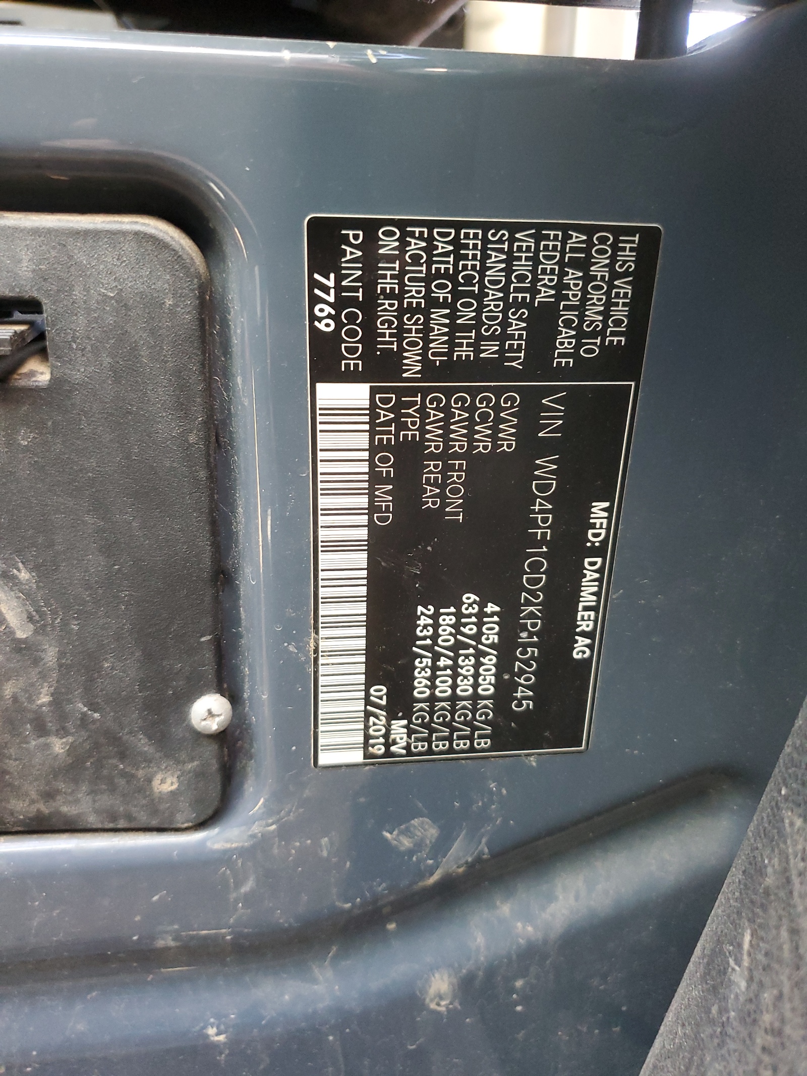 WD4PF1CD2KP152945 2019 Mercedes-Benz Sprinter 2500/3500