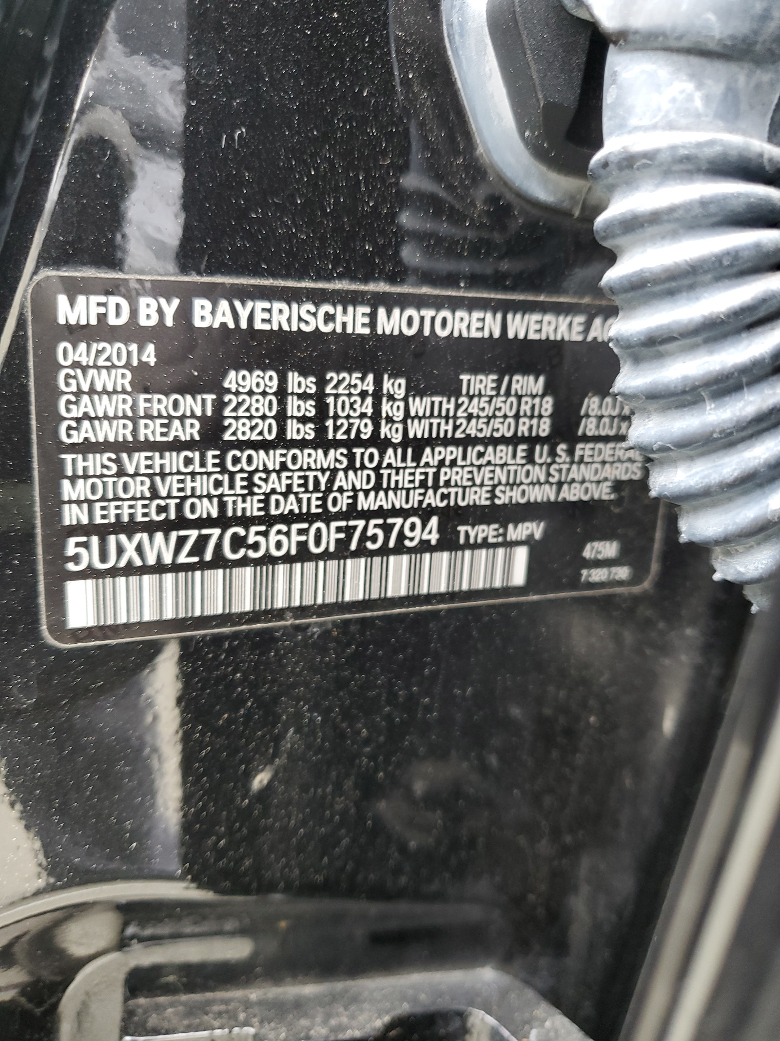 5UXWZ7C56F0F75794 2015 BMW X3 Sdrive28I