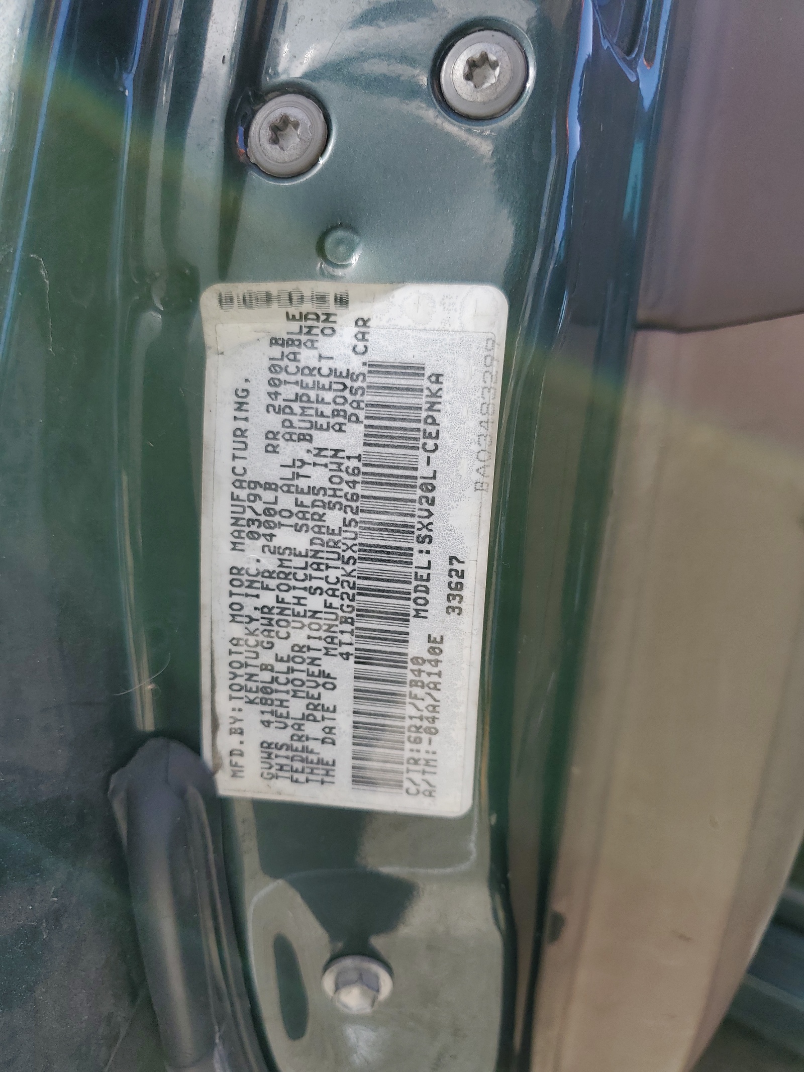 4T1BG22K5XU526461 1999 Toyota Camry Ce