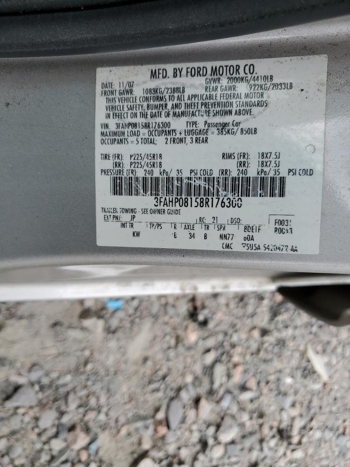 2008 Ford Fusion Sel VIN: 3FAHP08158R176300 Lot: 53630764