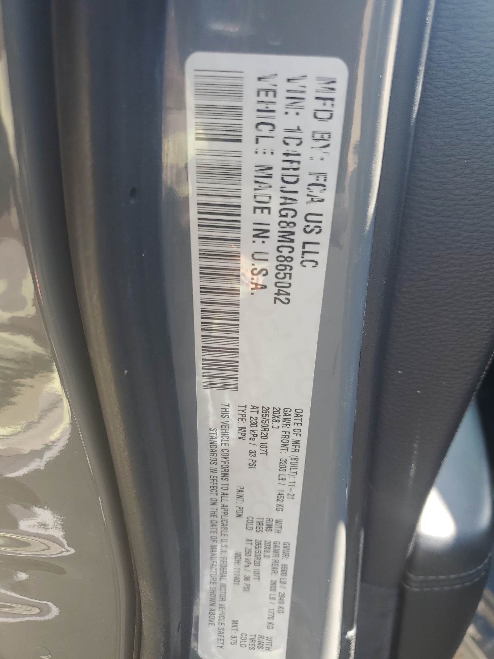 1C4RDJAG8MC865042 2021 Dodge Durango Sxt