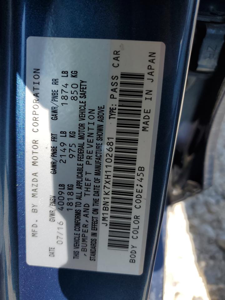 2017 Mazda 3 Sport VIN: JM1BN1K7XH1102681 Lot: 55924444