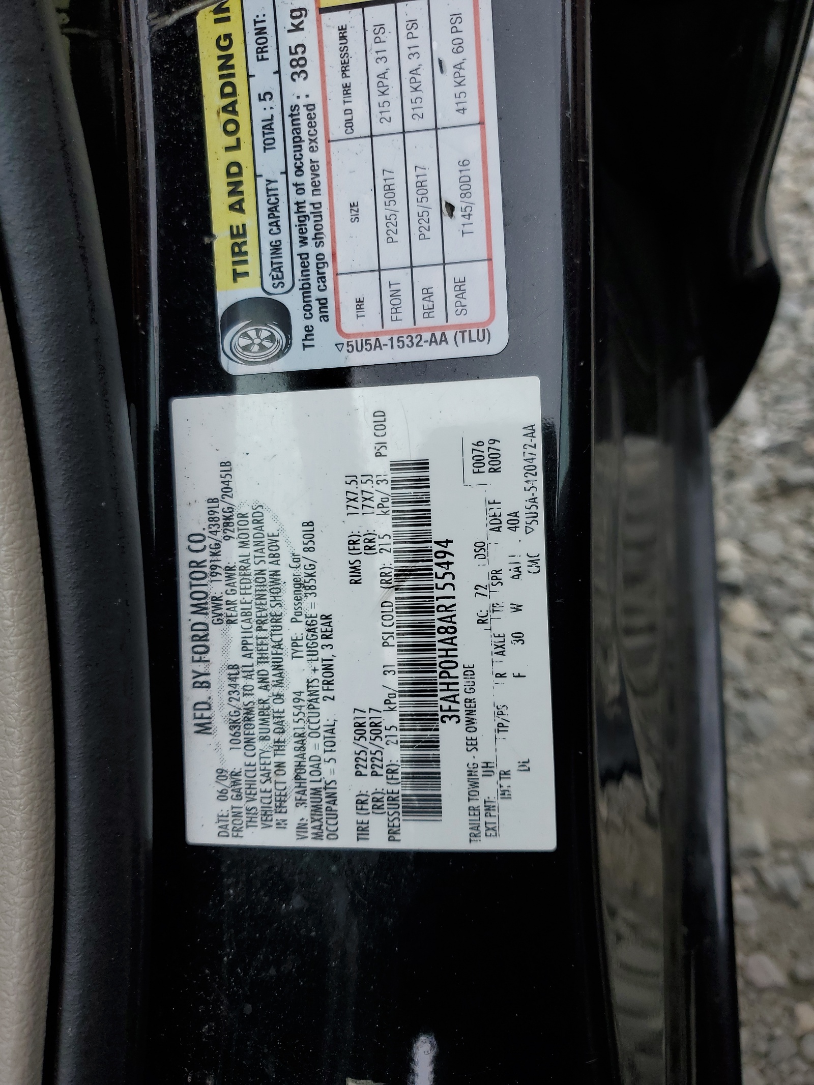 3FAHP0HA8AR155494 2010 Ford Fusion Se