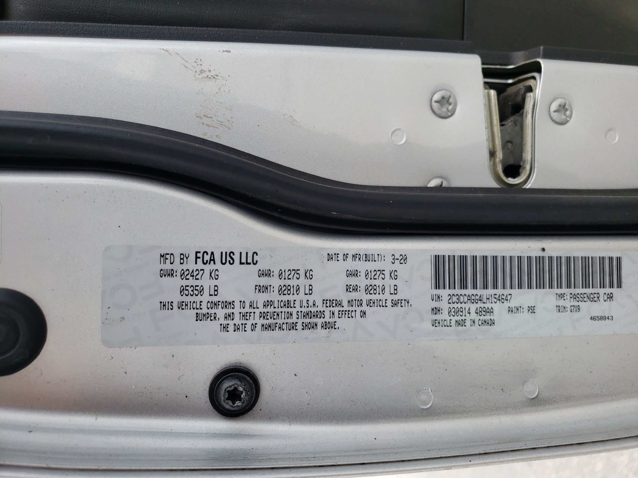 2C3CCAGG4LH154647 2020 Chrysler 300 S