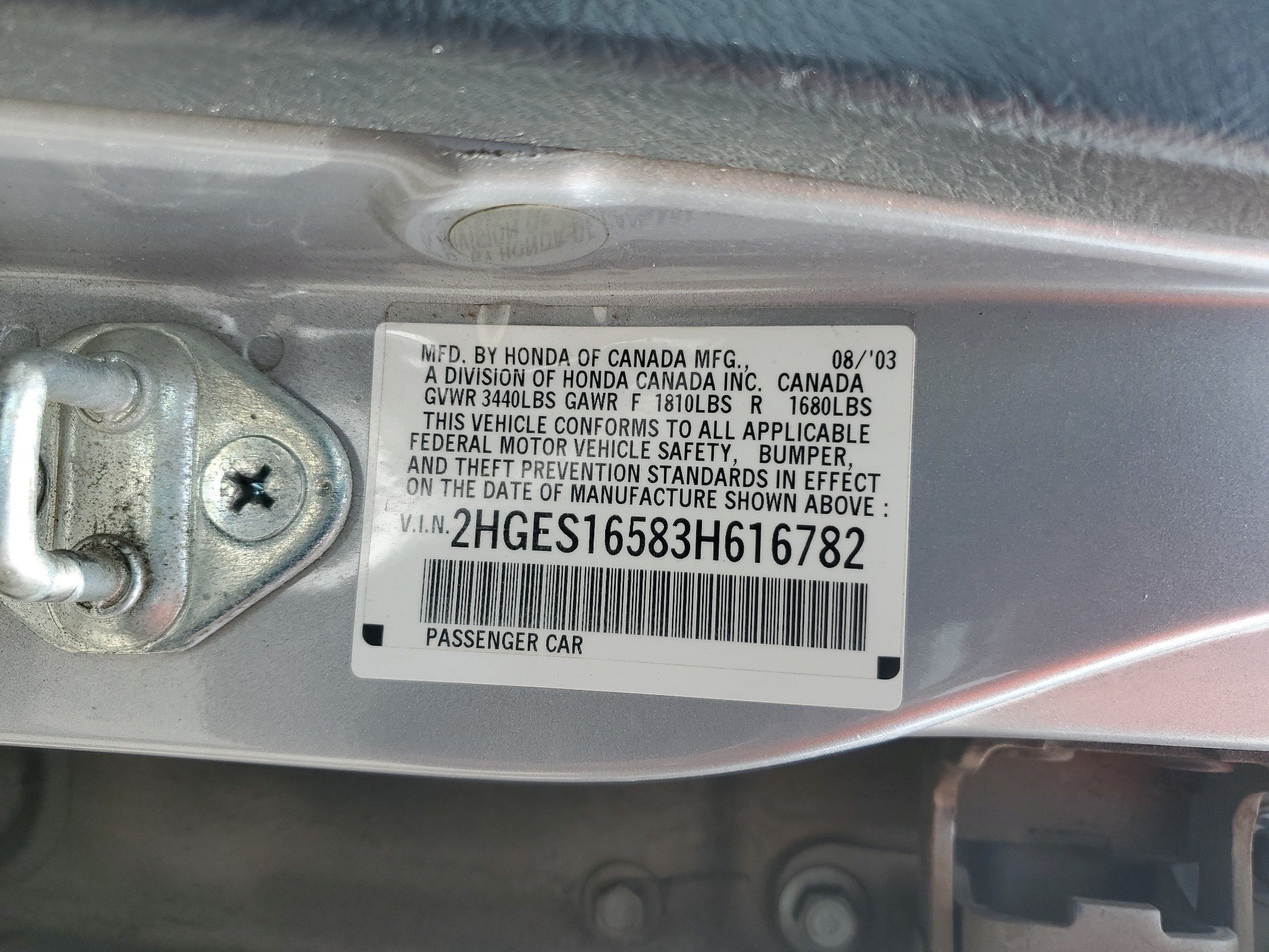 2HGES16583H616782 2003 Honda Civic Lx