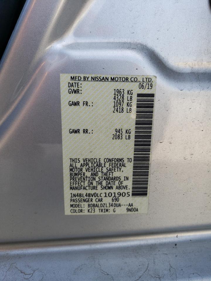 2020 Nissan Altima S VIN: 1N4BL4BV0LC101905 Lot: 55112834