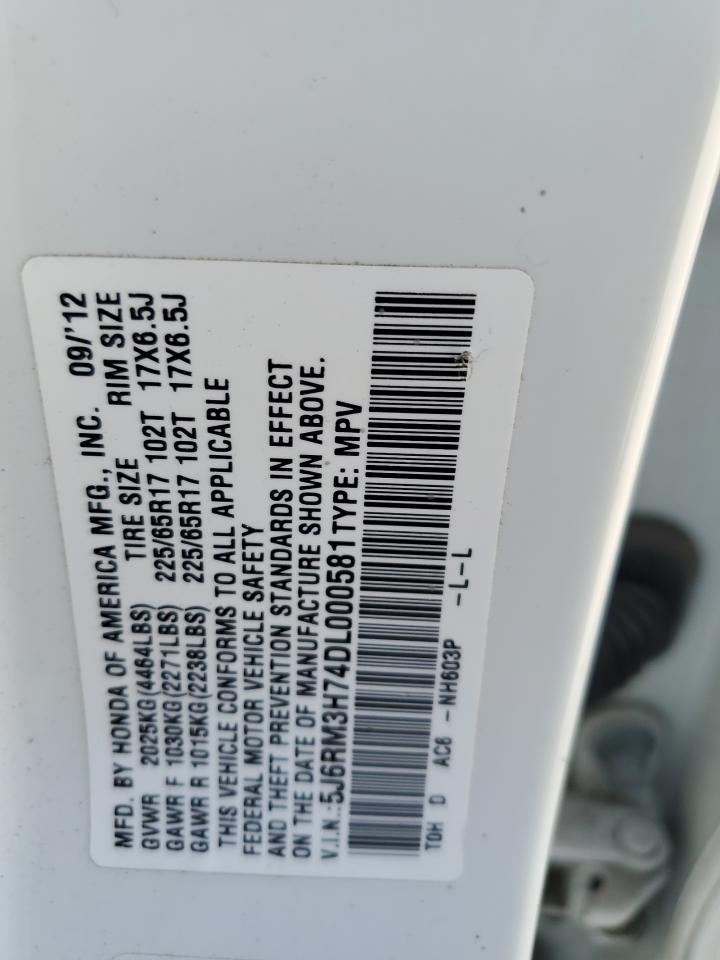 2013 Honda Cr-V Exl VIN: 5J6RM3H74DL000581 Lot: 55689154