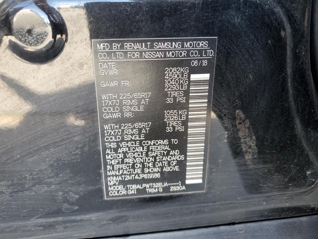 2018 Nissan Rogue S VIN: KNMAT2MT4JP619186 Lot: 52951424