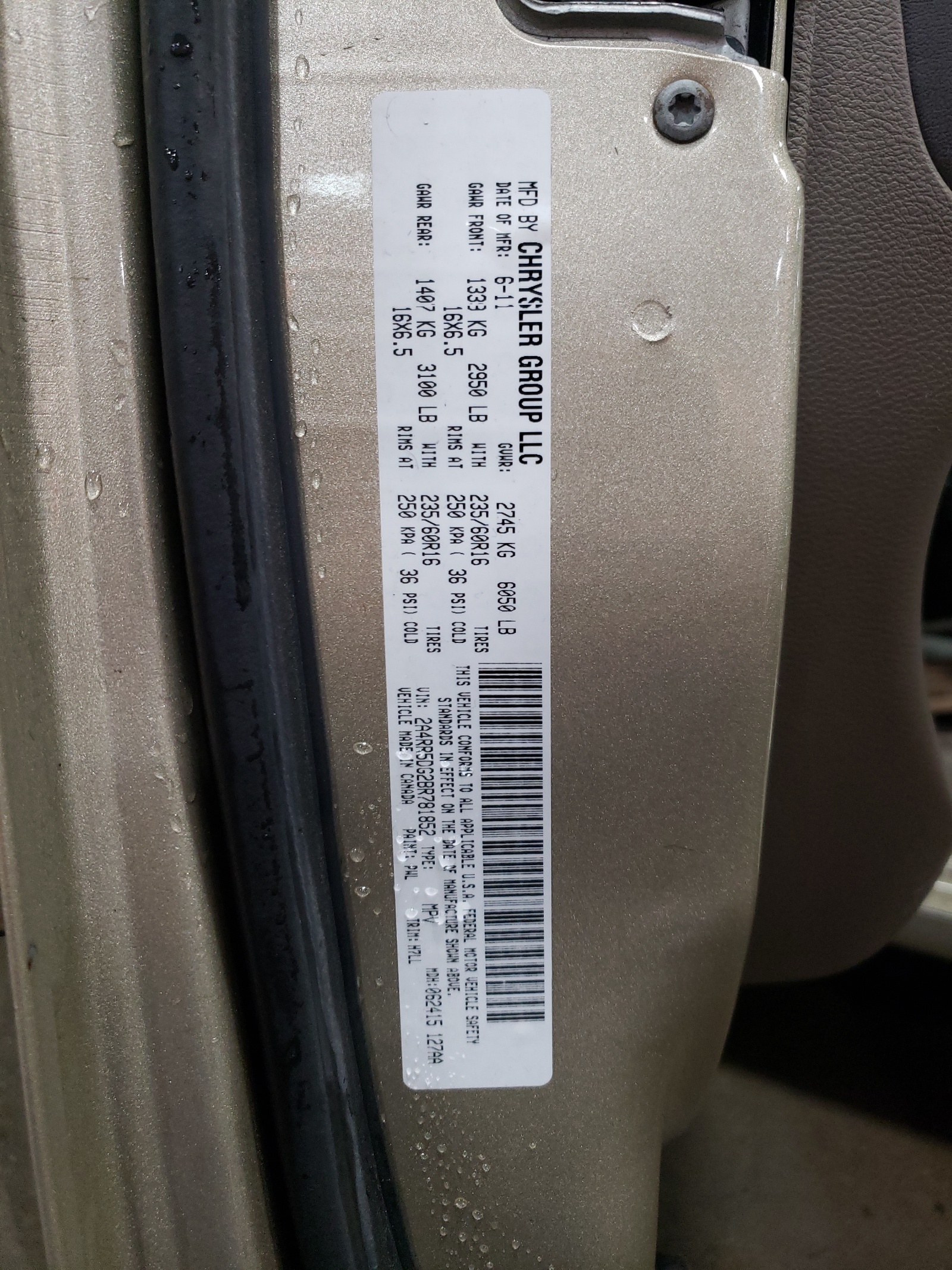 2A4RR5DG2BR781852 2011 Chrysler Town & Country Touring