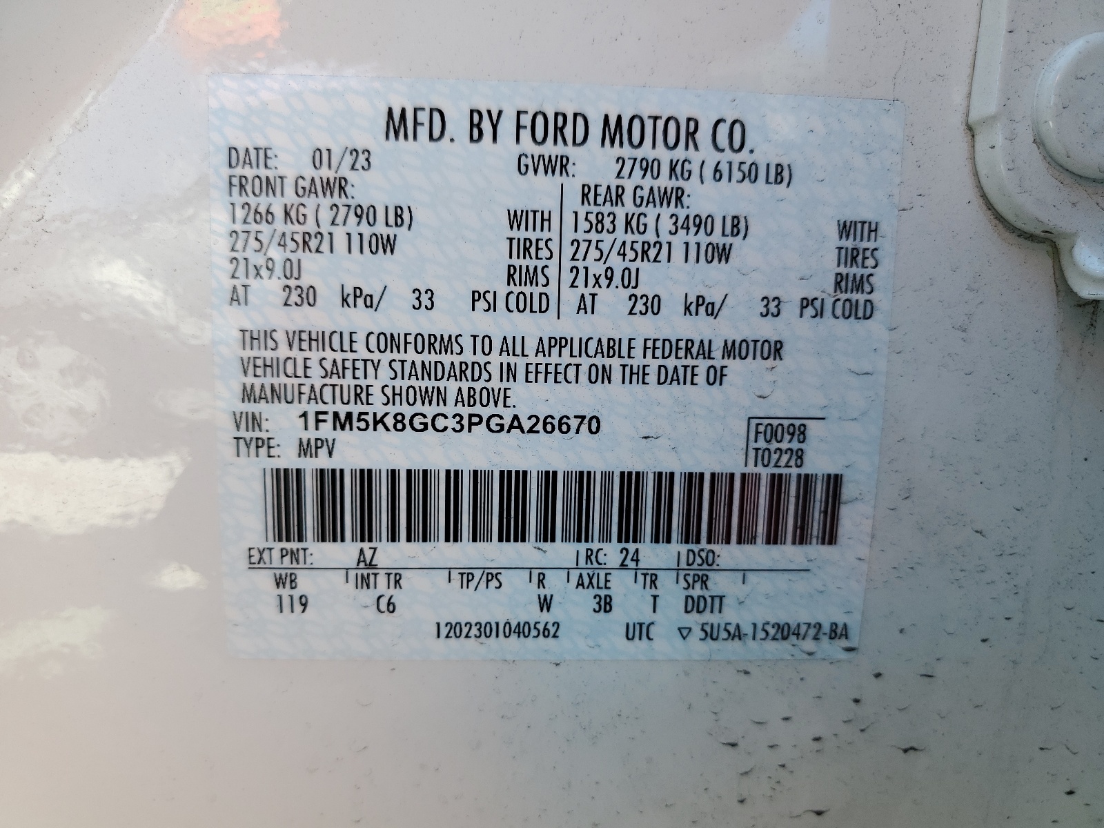 1FM5K8GC3PGA26670 2023 Ford Explorer St