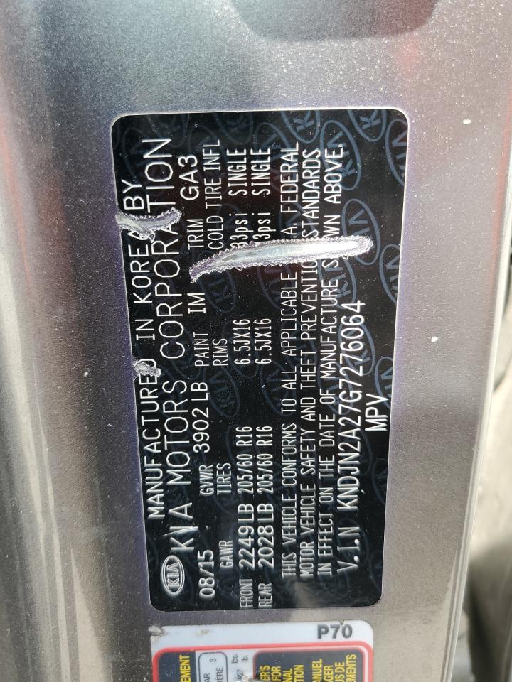 2016 Kia Soul VIN: KNDJN2A27G7276064 Lot: 53741304