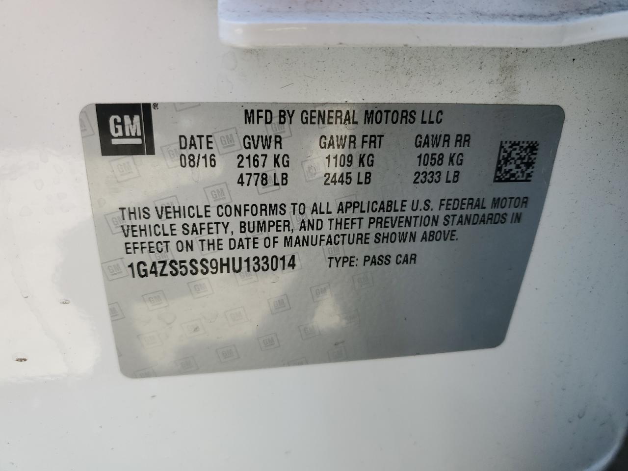 2017 Buick Lacrosse Premium VIN: 1G4ZS5SS9HU133014 Lot: 54969354