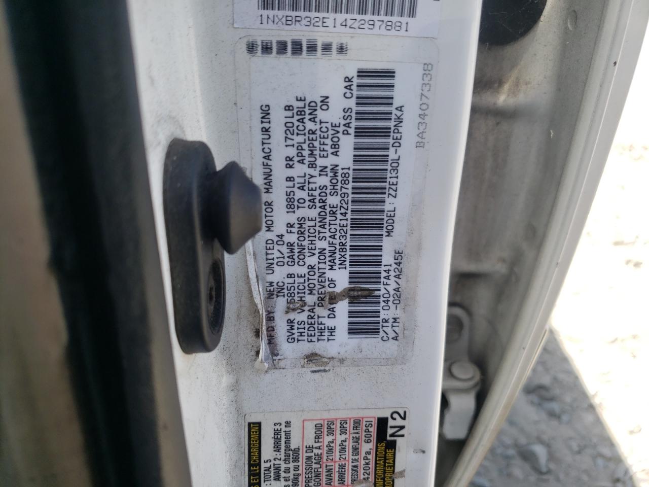 2004 Toyota Corolla Ce VIN: 1NXBR32E14Z297881 Lot: 55724594