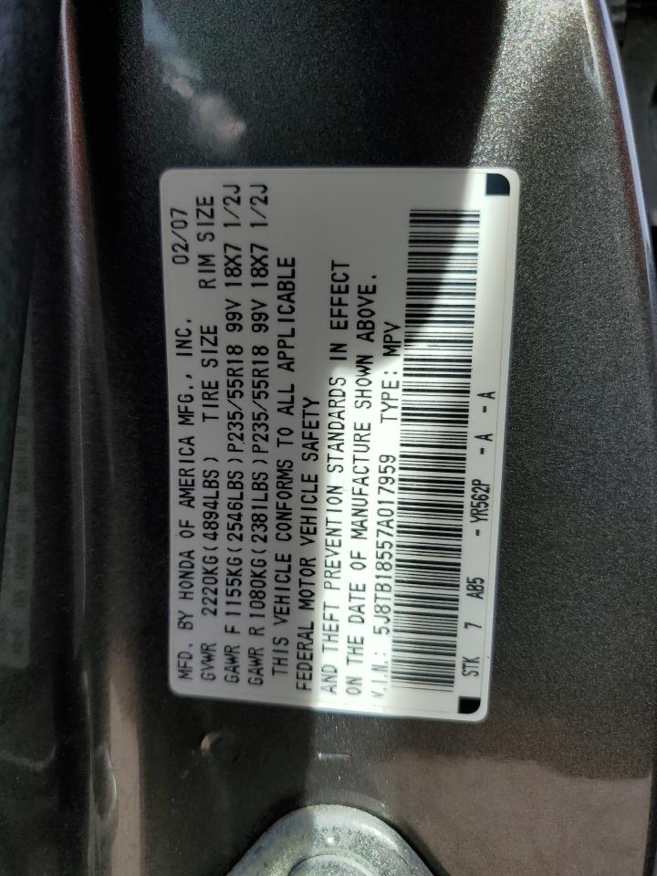 5J8TB18557A017959 2007 Acura Rdx Technology