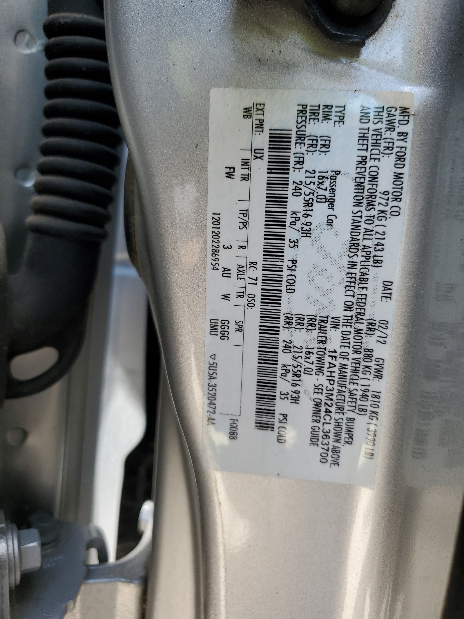 1FAHP3M24CL363700 2012 Ford Focus Sel