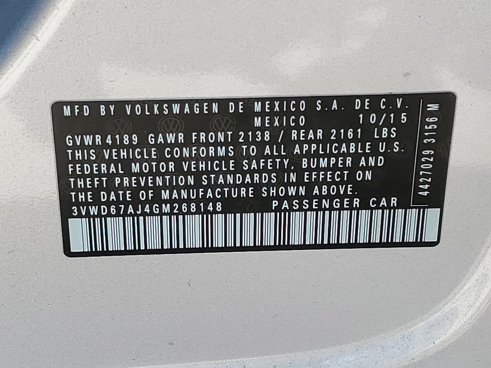 3VWD67AJ4GM268148 2016 Volkswagen Jetta Se