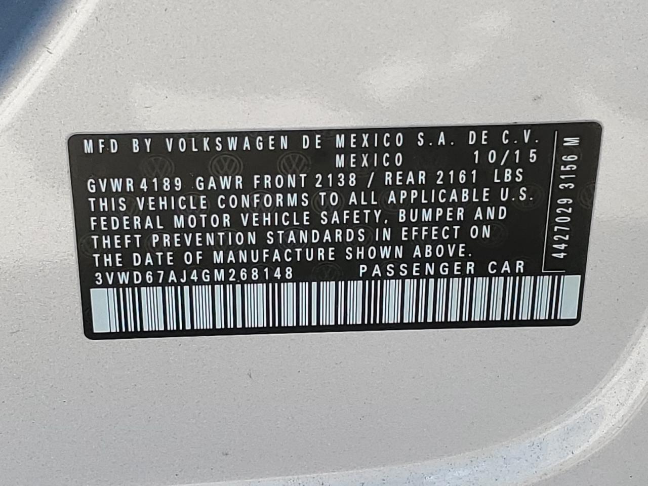 2016 Volkswagen Jetta Se VIN: 3VWD67AJ4GM268148 Lot: 56577574