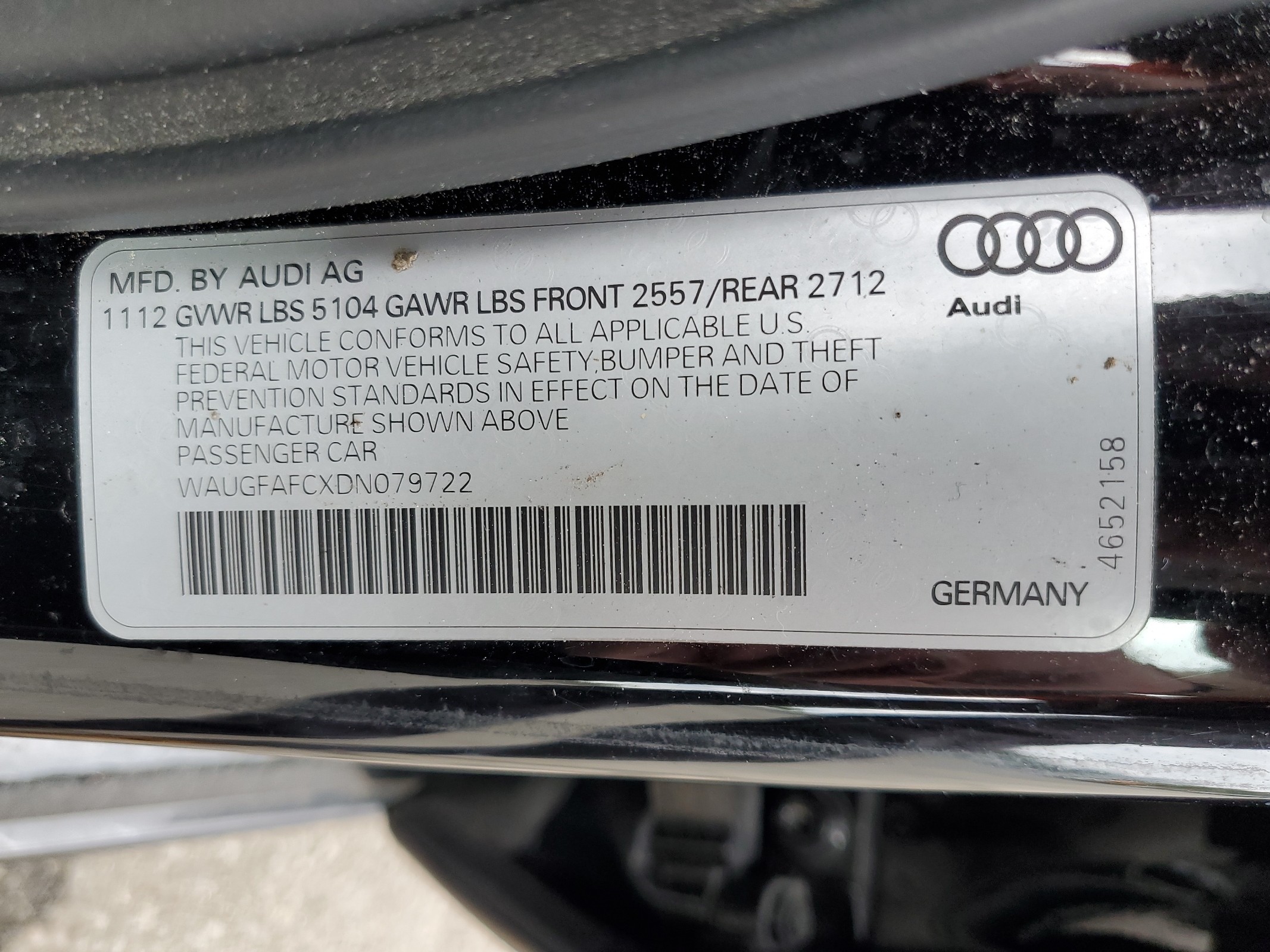 WAUGFAFCXDN079722 2013 Audi A6 Premium Plus