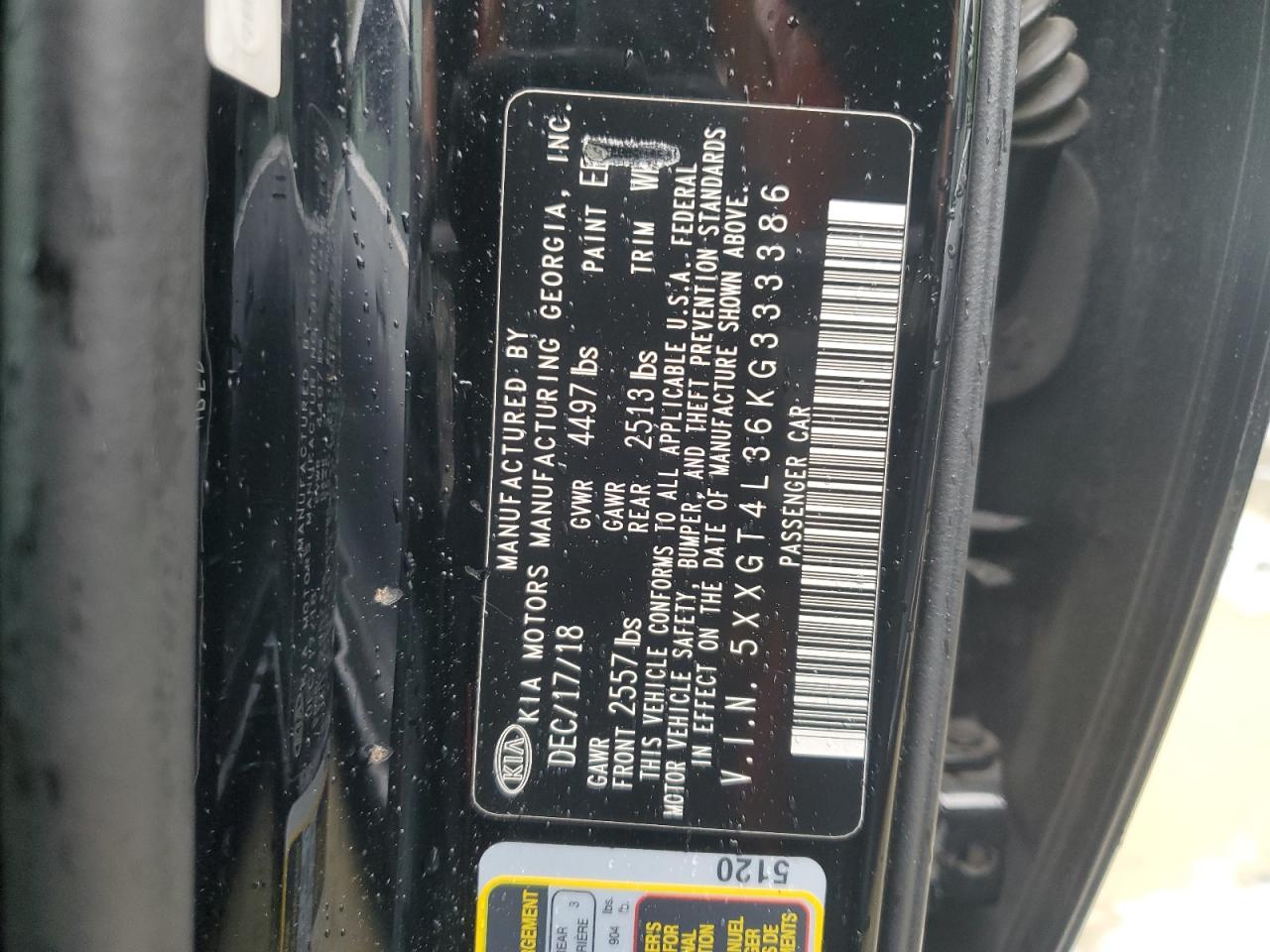 2019 Kia Optima Lx VIN: 5XXGT4L36KG333386 Lot: 53968104