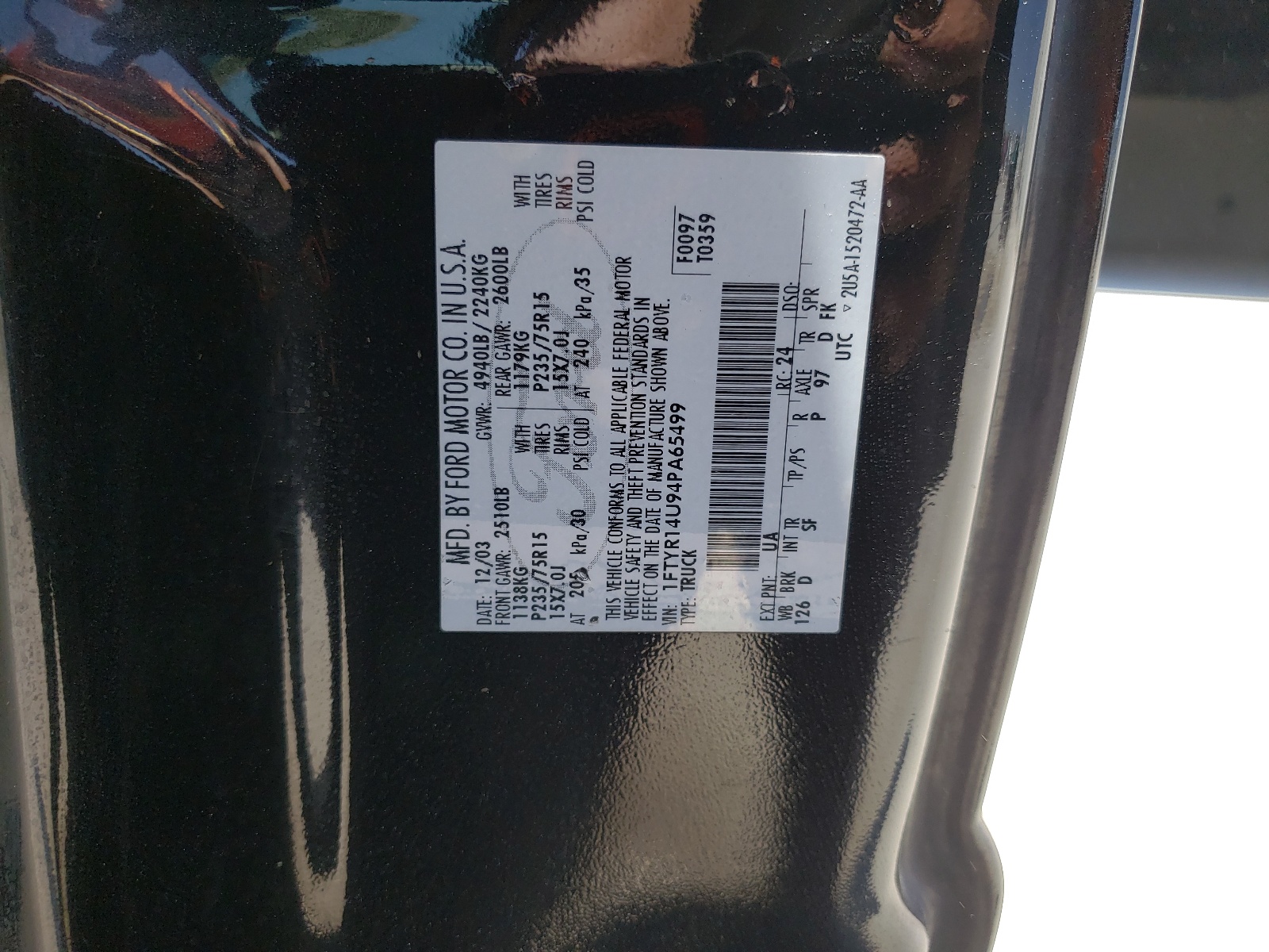 1FTYR14U94PA65499 2004 Ford Ranger Super Cab