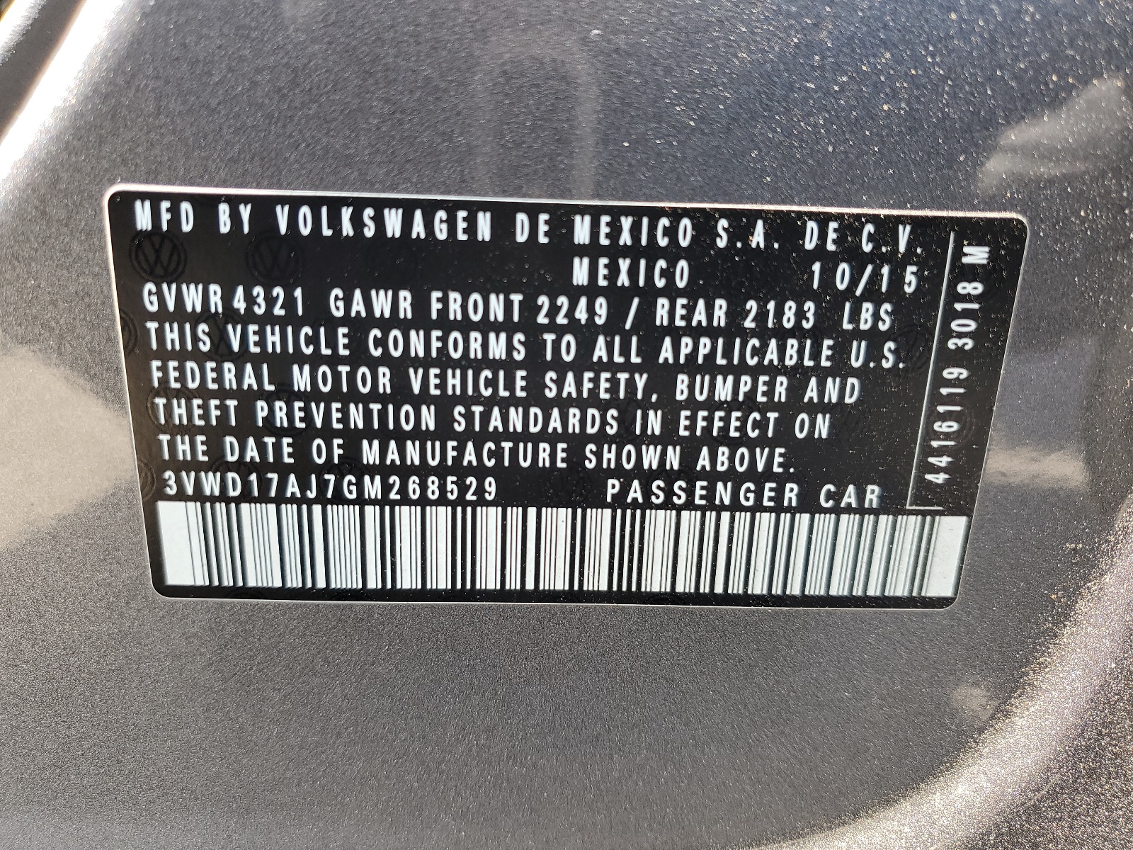 3VWD17AJ7GM268529 2016 Volkswagen Jetta Sport