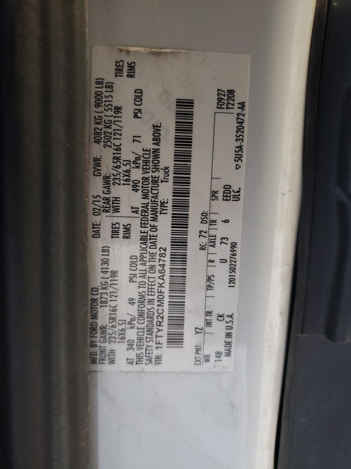 2015 Ford Transit T-250 VIN: 1FTYR2CM0FKA64782 Lot: 55488214