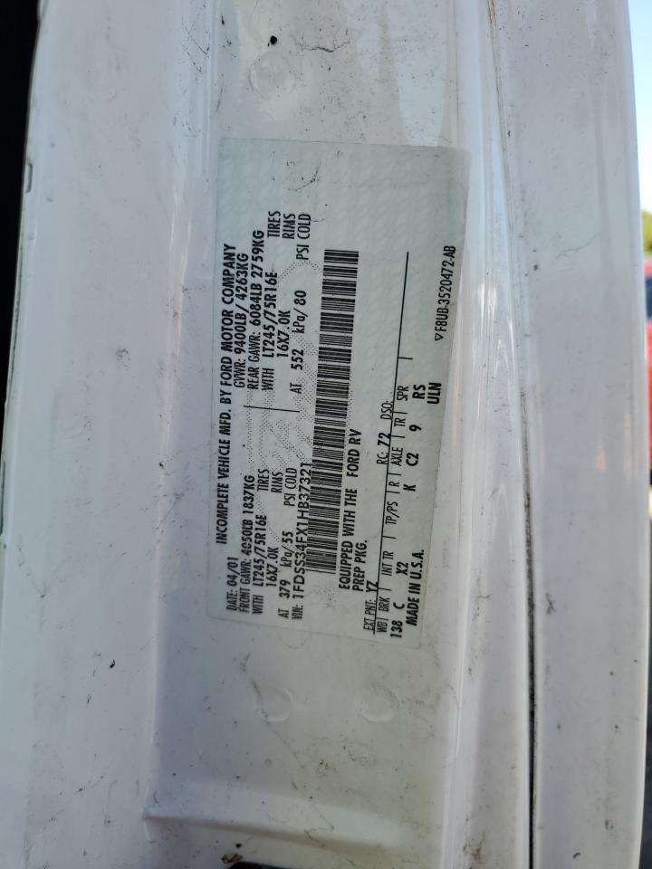 2001 Ford Econoline E350 Super Duty Van VIN: 1FDSS34FX1HB37321 Lot: 54215934