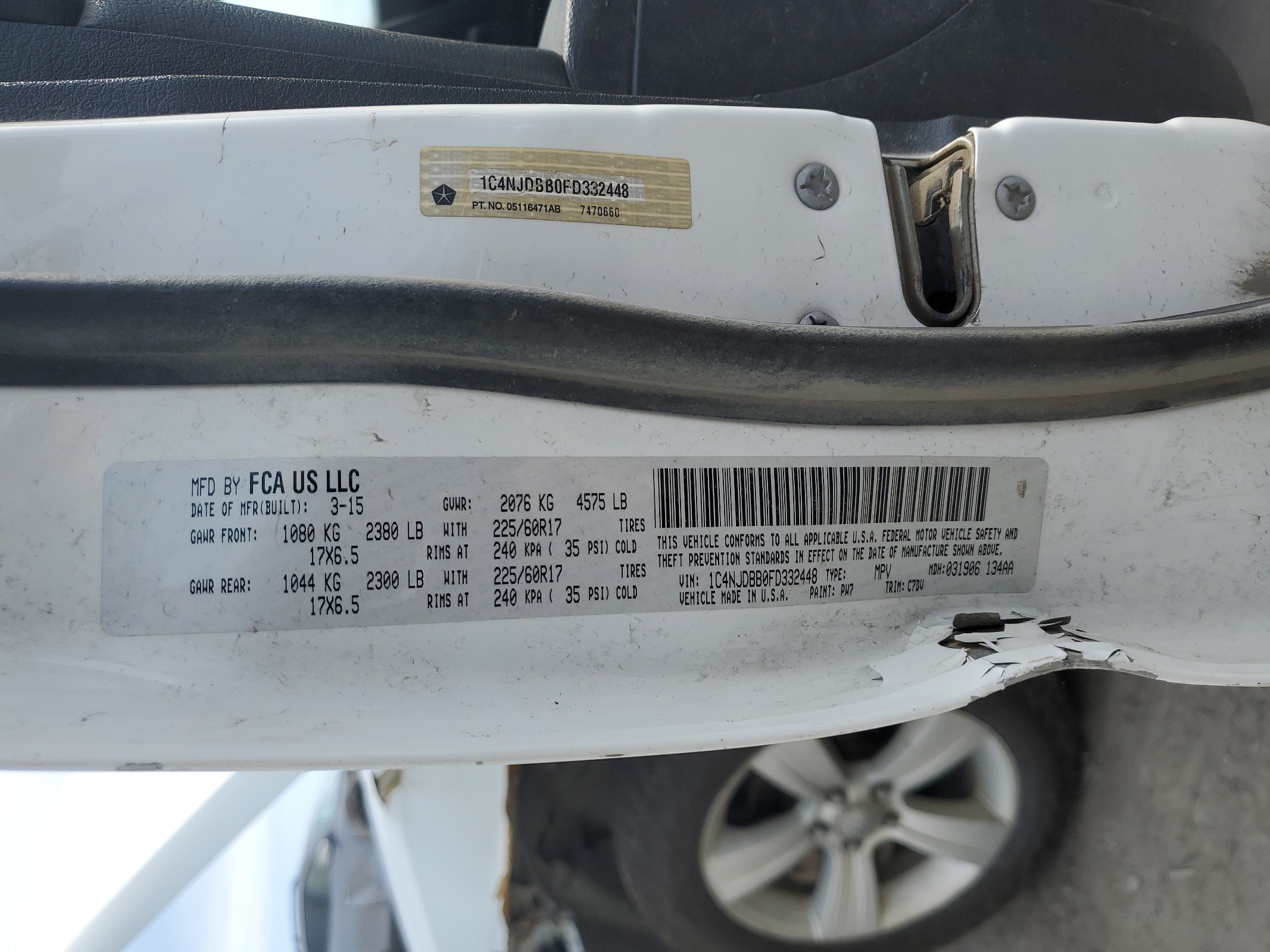 1C4NJDBB0FD332448 2015 Jeep Compass Sport