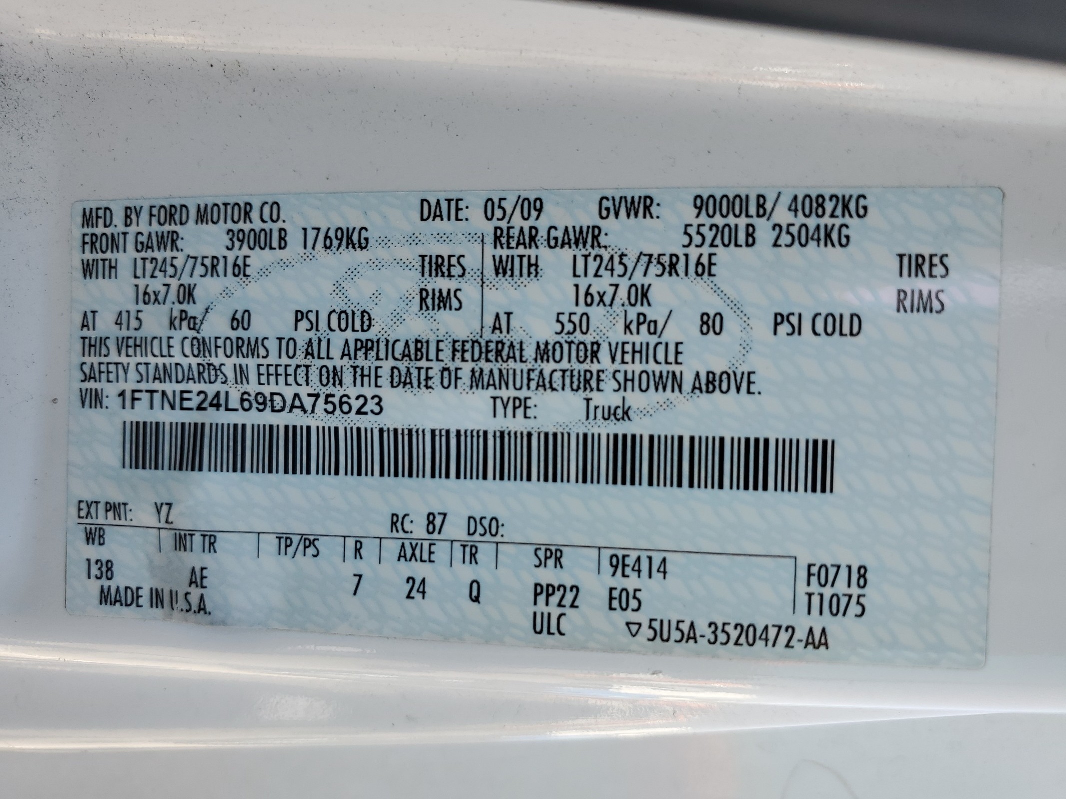 1FTNE24L69DA75623 2009 Ford Econoline E250 Van