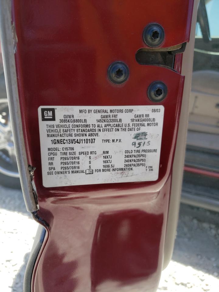 2004 Chevrolet Tahoe C1500 VIN: 1GNEC13V54J110107 Lot: 56939694