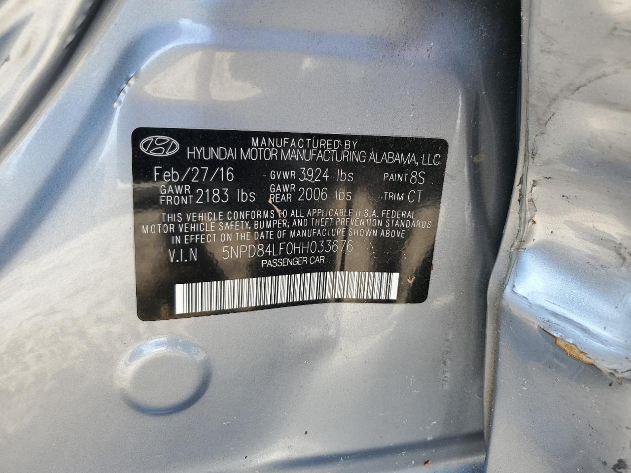 2017 Hyundai Elantra Se VIN: 5NPD84LF0HH033676 Lot: 55953234