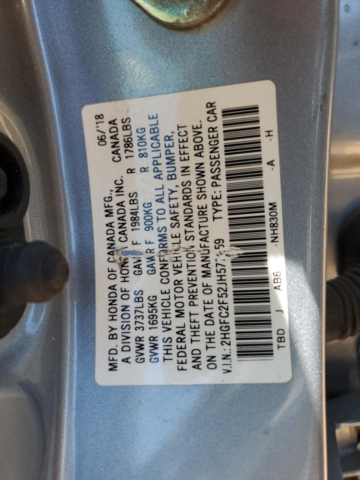 2018 Honda Civic Lx VIN: 2HGFC2F52JH577059 Lot: 54796874