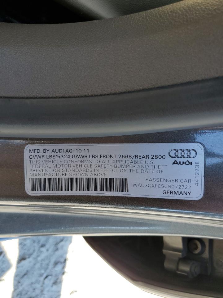 2012 Audi A7 Prestige VIN: WAU3GAFC5CN072722 Lot: 55181144