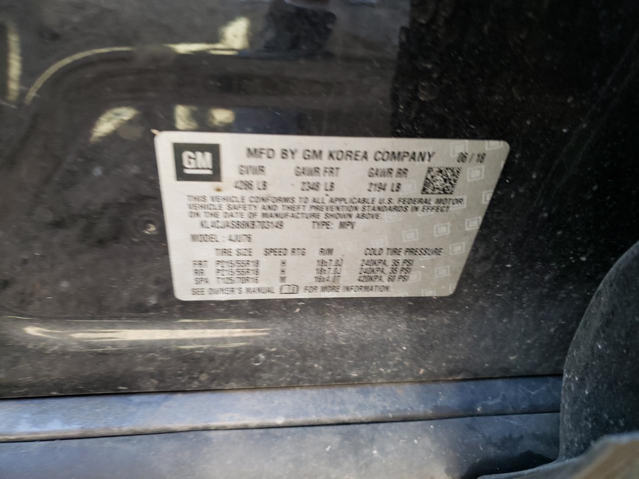 2019 Buick Encore Preferred VIN: KL4CJASB8KB703149 Lot: 56498234