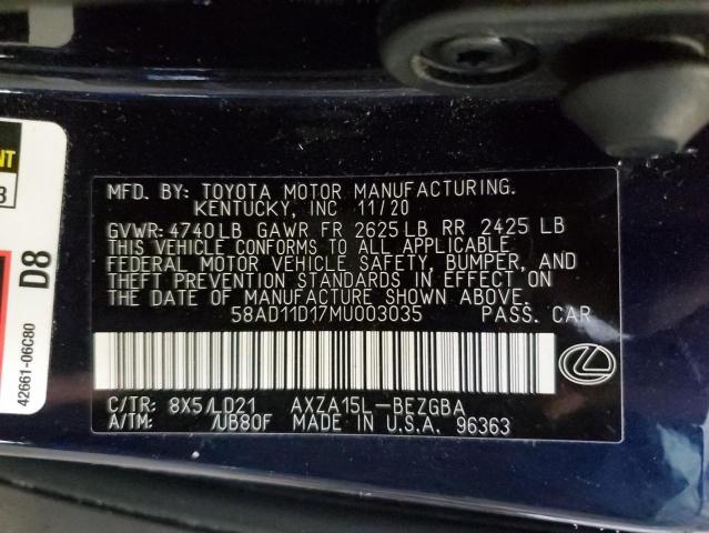 58AD11D17MU003035 | 2021 Lexus es 250 base